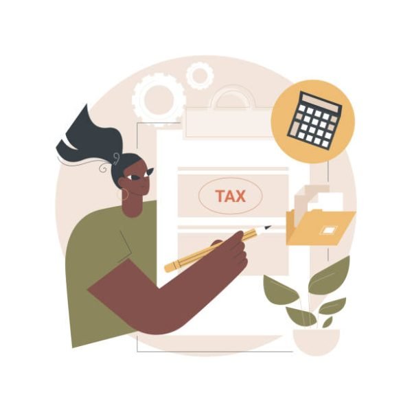 Report your income abstract concept vector illustration. Tax form filing, gather paperwork, employer form, personal earnings statement, family benefit, budget calculator abstract metaphor.